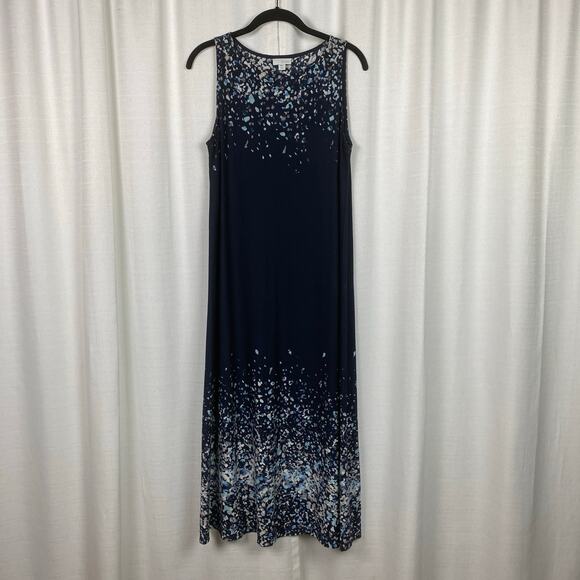 J.Jill Blue Confetti Sleeveless Maxi Dress Sz.SP NWT - Picture 2 of 12